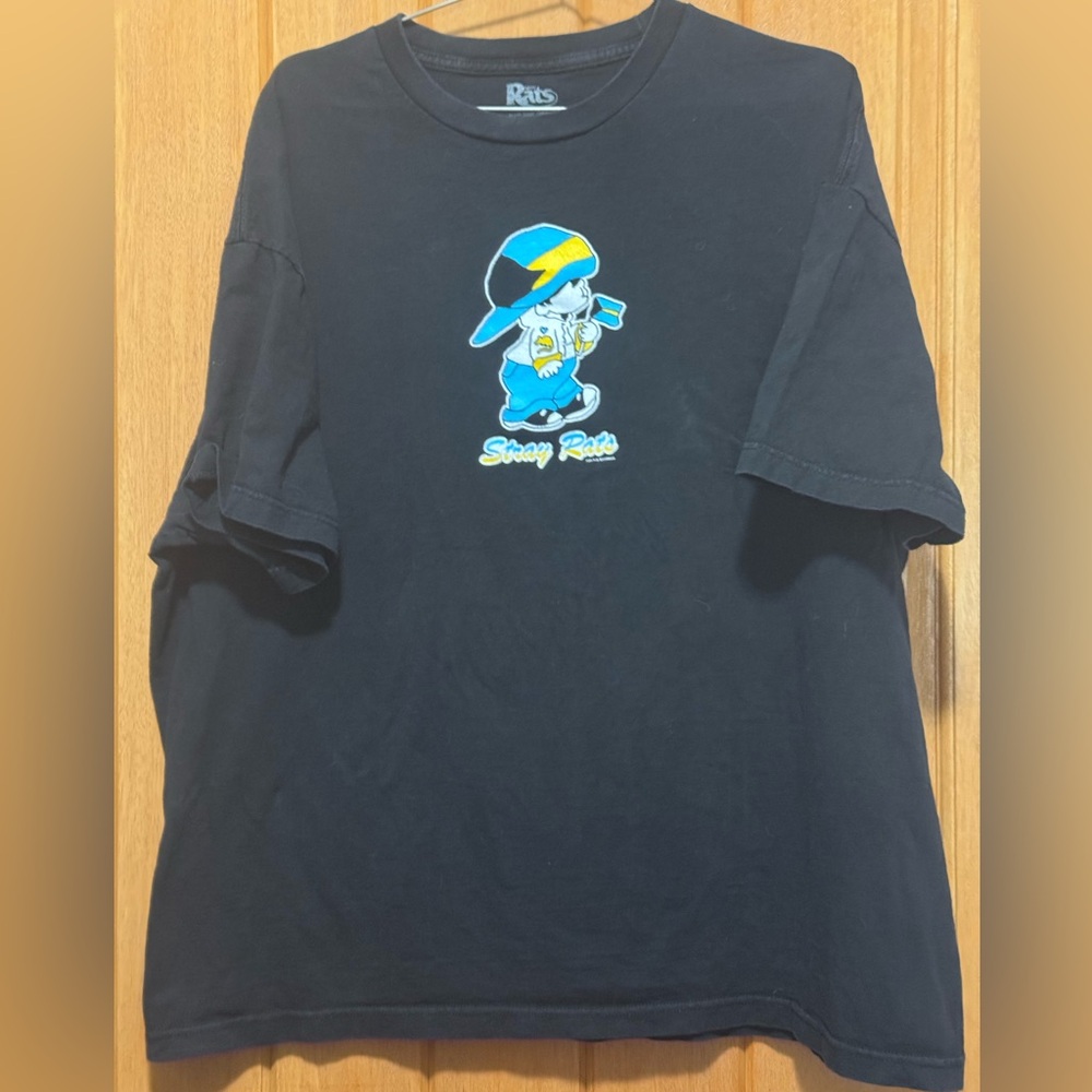 Stray Rats Black Graphic T-Shirt men’s XX pit to pit 26